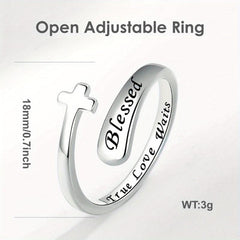 Blessed Cross Adjustable Ring Silvery Golden