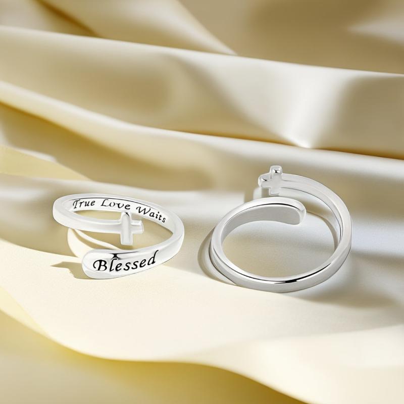 Blessed Cross Adjustable Ring Silvery Golden