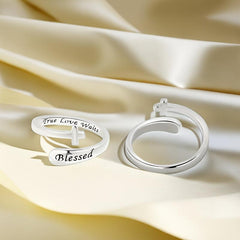 Blessed Cross Adjustable Ring Silvery Golden