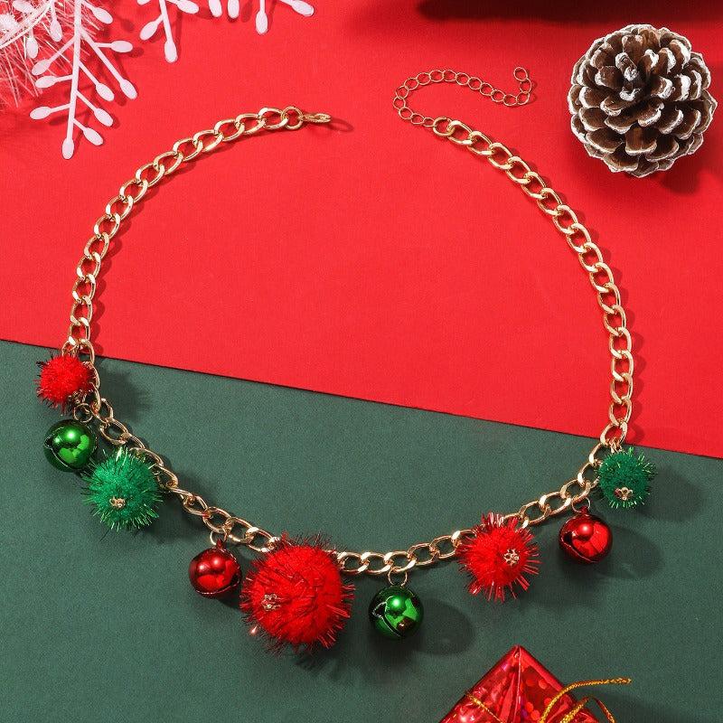 Santa Claus Christmas Tree Bell Necklace Female Jewelry