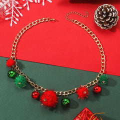 Santa Claus Christmas Tree Bell Necklace Female Jewelry