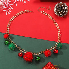 Santa Claus Christmas Tree Bell Necklace Female Jewelry