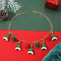 Santa Claus Christmas Tree Bell Necklace Female Jewelry