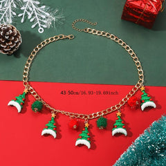 Santa Claus Christmas Tree Bell Necklace Female Jewelry