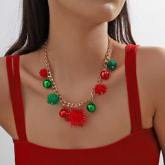Santa Claus Christmas Tree Bell Necklace Female Jewelry