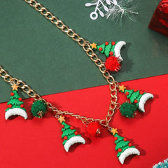 Santa Claus Christmas Tree Bell Necklace Female Jewelry