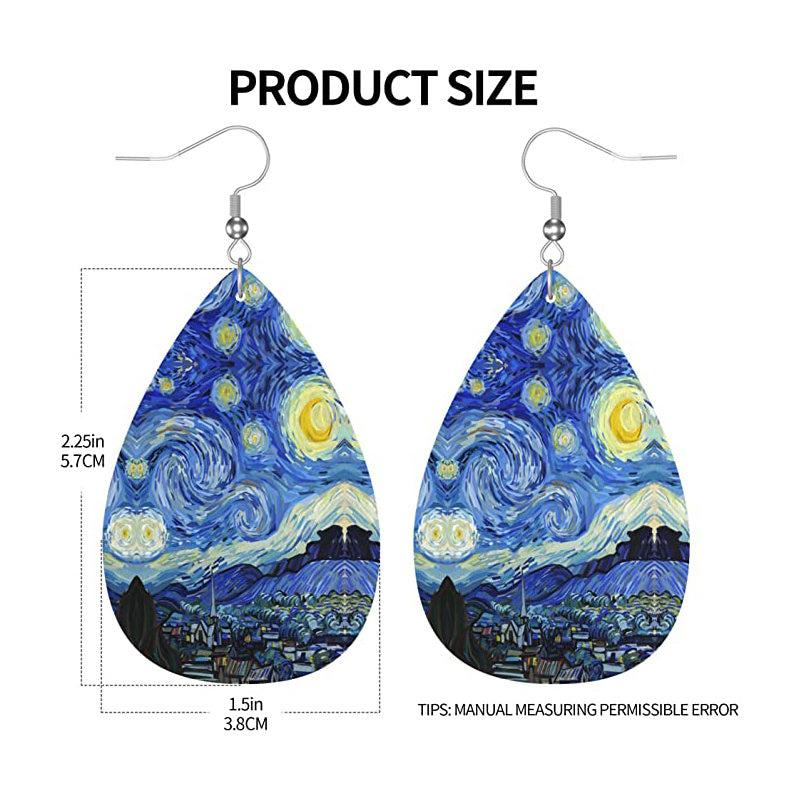 Starry Night Print Dangle Earrings For Women