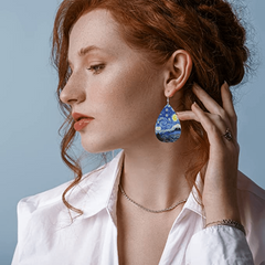 Starry Night Print Dangle Earrings For Women