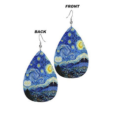 Starry Night Print Dangle Earrings For Women