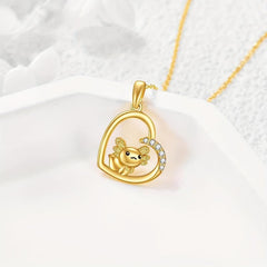Golden Axolotl Heart Pendant Necklace Girls Party Jewelry Gift