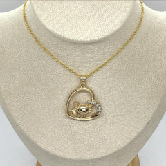 Golden Axolotl Heart Pendant Necklace Girls Party Jewelry Gift