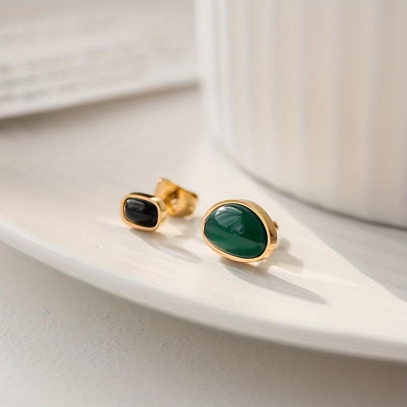 Green & Agate Earrings Necklace Set for Women