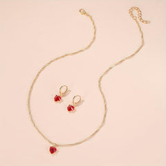 Classic Heart Necklace Earrings Set for Party Wedding Birthday Jewelry