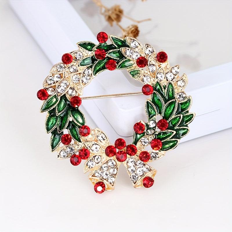 Cartoon Christmas Brooch Leaf Garland for Men and Women