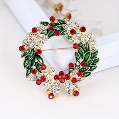 Cartoon Christmas Brooch Leaf Garland for Men and Women