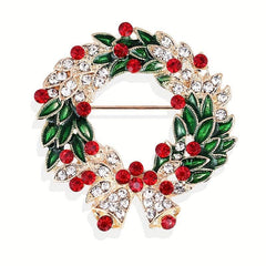 Cartoon Christmas Brooch Leaf Garland for Men and Women