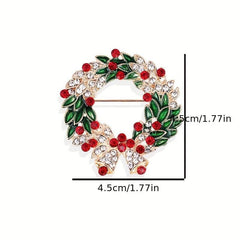 Cartoon Christmas Brooch Leaf Garland for Men and Women