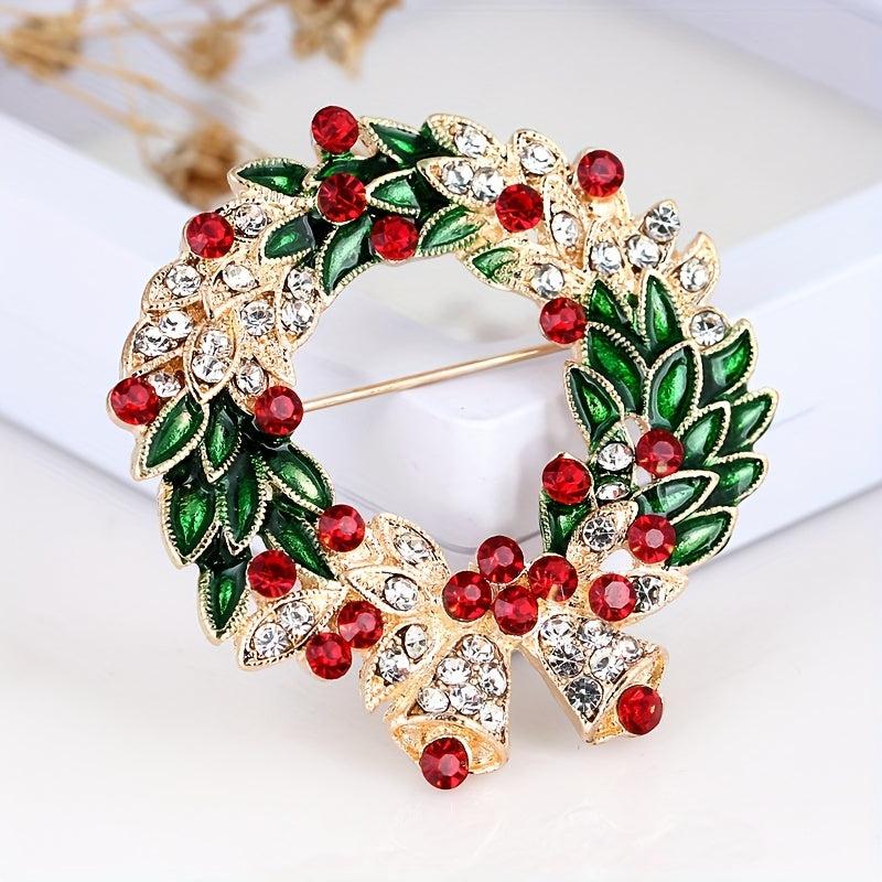 Cartoon Christmas Brooch Leaf Garland for Men and Women