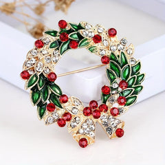 Cartoon Christmas Brooch Leaf Garland for Men and Women