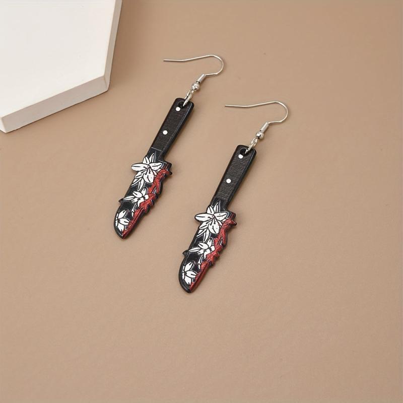 Blood Stud Earrings Dark Rose Flower Drop Earrings