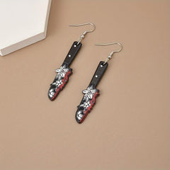 Blood Stud Earrings Dark Rose Flower Drop Earrings