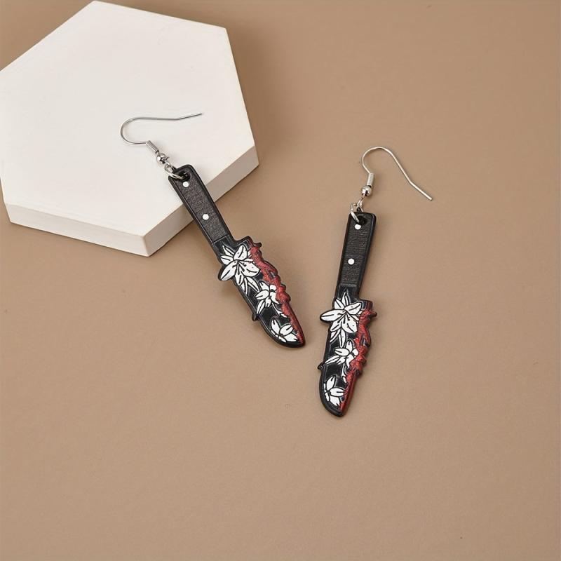 Blood Stud Earrings Dark Rose Flower Drop Earrings