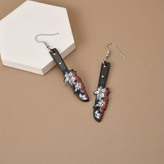 Blood Stud Earrings Dark Rose Flower Drop Earrings