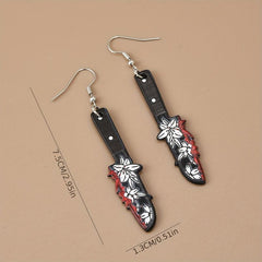 Blood Stud Earrings Dark Rose Flower Drop Earrings