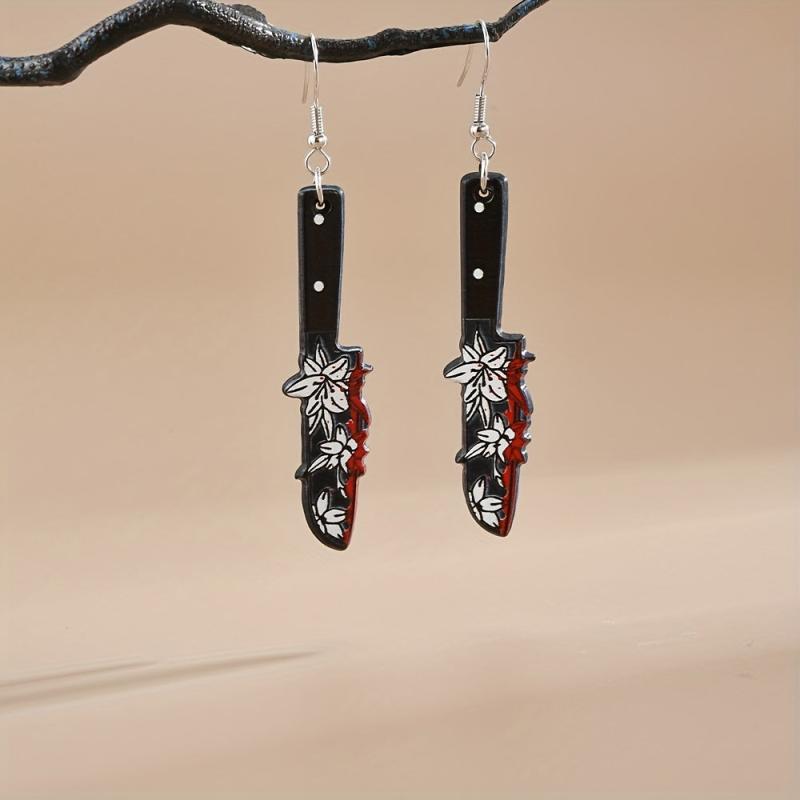 Blood Stud Earrings Dark Rose Flower Drop Earrings