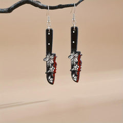 Blood Stud Earrings Dark Rose Flower Drop Earrings