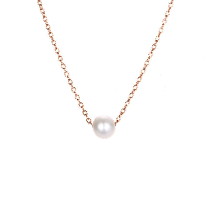 Faux Pearl Pendant Necklace Chain For Women