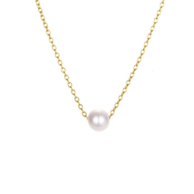 Faux Pearl Pendant Necklace Chain For Women