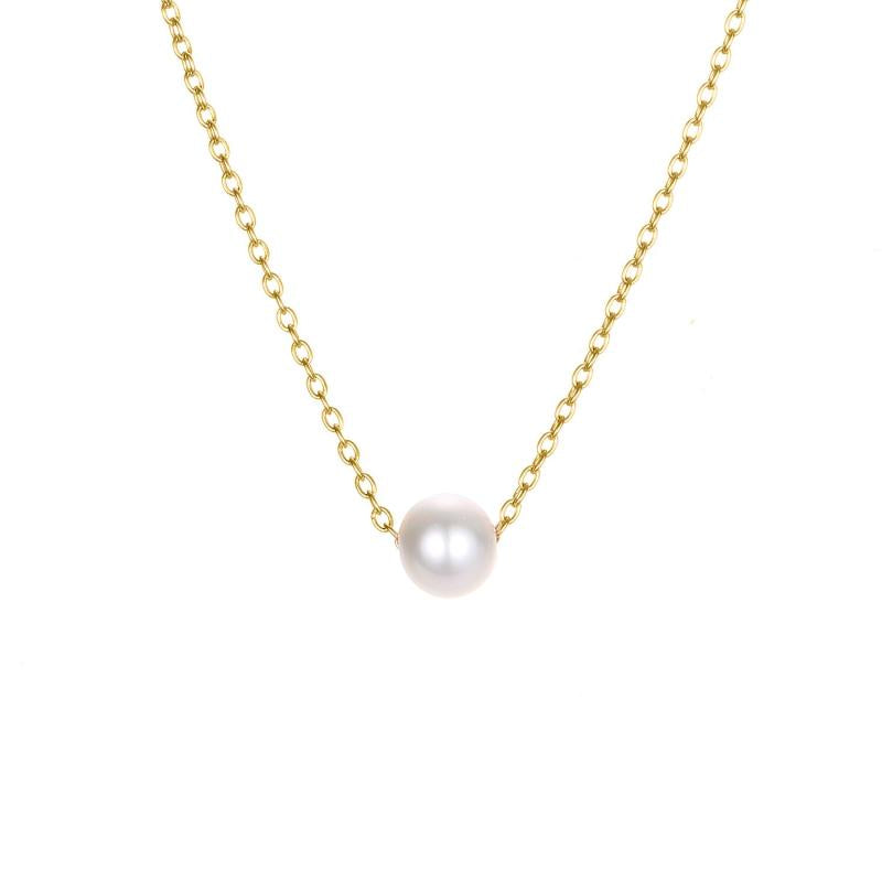 Faux Pearl Pendant Necklace Chain For Women