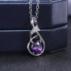 Silver Oval Amethyst Necklace for Shooting Party