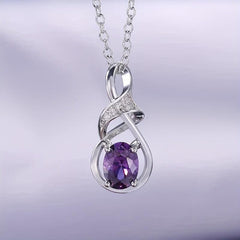 Silver Oval Amethyst Necklace for Shooting Party