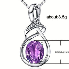 Silver Oval Amethyst Necklace for Shooting Party