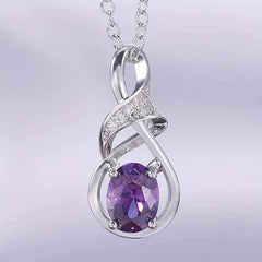 Silver Oval Amethyst Necklace for Shooting Party