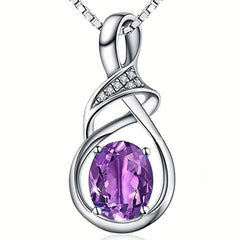 Silver Oval Amethyst Necklace for Shooting Party