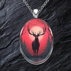 Creative Deer Round Pendant Necklace Hip Hop Animal Necklace