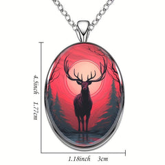 Creative Deer Round Pendant Necklace Hip Hop Animal Necklace