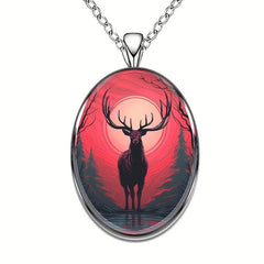 Creative Deer Round Pendant Necklace Hip Hop Animal Necklace