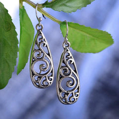 Vintage Alloy Carved Pattern Water Drop Earrings