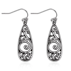 Vintage Alloy Carved Pattern Water Drop Earrings