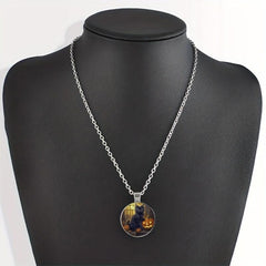 Cat Crystal Bead Pendant Necklace for Men and Women