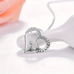 Mother And Child Giraffe Heart Pendant Necklace Holiday Jewelry