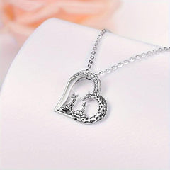 Mother And Child Giraffe Heart Pendant Necklace Holiday Jewelry