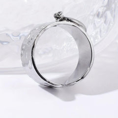 Steel Crescent Moon Pendant Stainless Steel Open Ring Vintage Ring