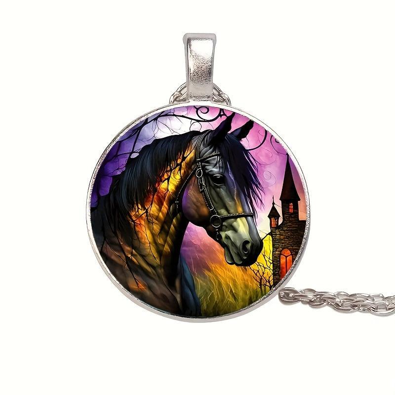 Creative Horse Crystal Bead Pendant Necklace Gift For Men And Women