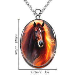 Hip Hop Horse Round Pendant Necklace