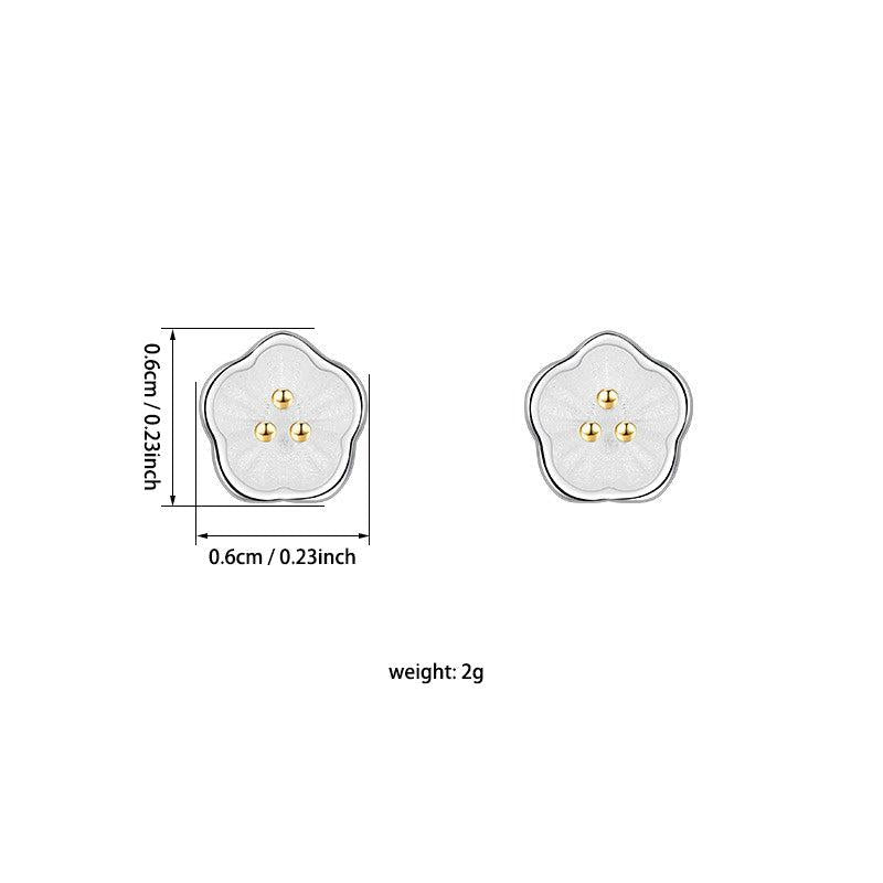 Silvery Needle Stud Earrings Flower Shape Coppery Stud Earrings